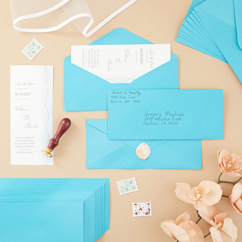 Sustainable Greetings Number 10 Letter Envelopes - Secure Gummed Seal Business, Colored & Wedding Envelopes - Party Mailers - Blue, Pack of 200, 4.125 x 9.5 In - Image 2